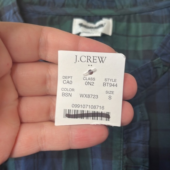 J. Crew Factory Black Watch Plaid Ruffle-Neck Top - Picture 4 of 7